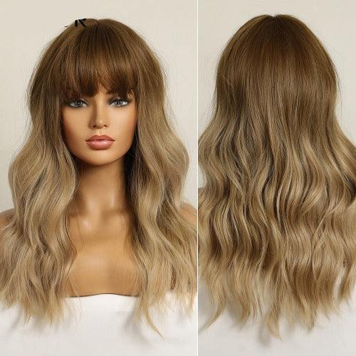 Medium Wavy Lace Wig with Bangs - Anellace Medium Wavy Lace Wig with Bangs - Anellace