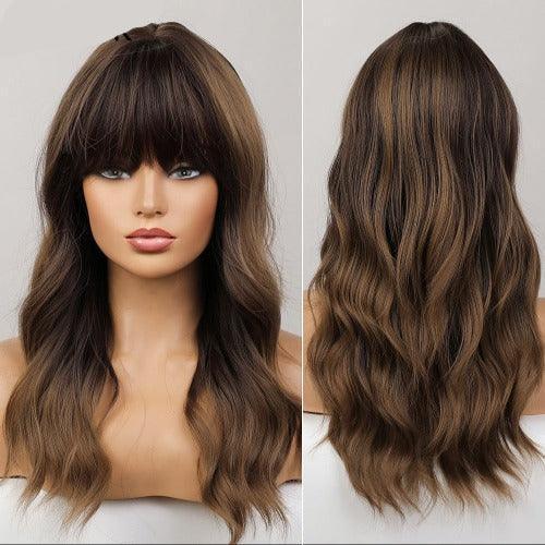 Medium Wavy Lace Wig with Bangs - Anellace Medium Wavy Lace Wig with Bangs - Anellace
