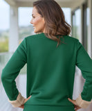 Women's forest green oversized sweatshirt, back view