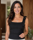 Women's Square Neck Tank Top with Bow Straps | Merci