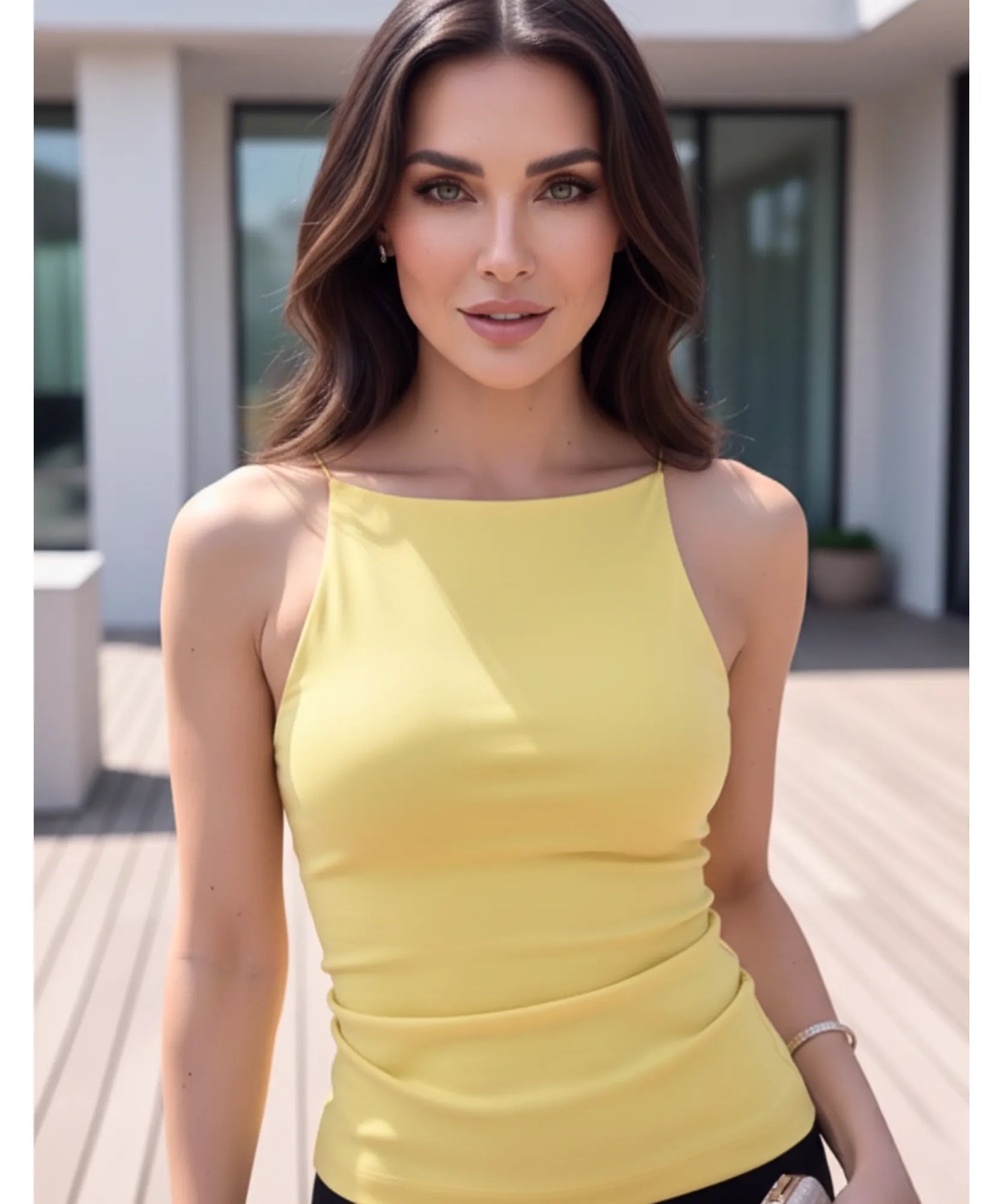 Comprar regata feminina básica alças finas decote reto modal ajustada corpo barato ZARA