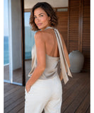 Women’s Satin Halter Top with Draped Neck | Tícia