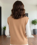 Comprar regata tricot feminina gola V elegante para sobreposições em looks de meia-estação barato ANELLIMN