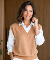Women's V-Neck Sweater Vest in Soft Knit | Lize