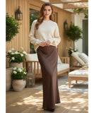 Women's High Waist Fitted Satin Maxi Skirt | Anaya