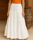 Women's Tiered Cotton Maxi Skirt with Drawstring Waist | Malaika
