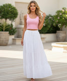 Women's Tiered Cotton Maxi Skirt with Drawstring Waist | Malaika