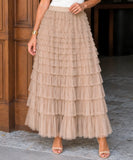 Women's Tiered Tulle Maxi Skirt with Ruffled Layers | Zani