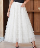 Women's Tiered Tulle Maxi Skirt with Ruffled Layers | Zani