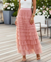 Women's Tiered Tulle Maxi Skirt with Ruffled Layers | Zani