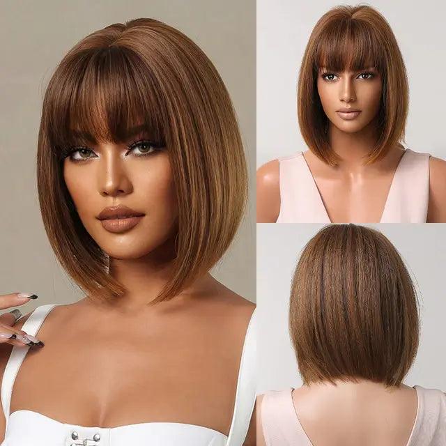 Short Bob Lace Front Wig with Bangs - Anellace Short Bob Lace Front Wig with Bangs - Anellace