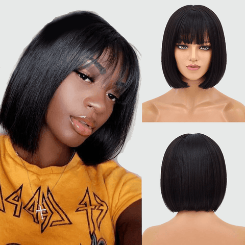 Short Bob Lace Front Wig with Bangs - Anellace Short Bob Lace Front Wig with Bangs - Anellace