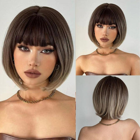 Short Bob Lace Front Wig with Bangs - Anellace Short Bob Lace Front Wig with Bangs - Anellace