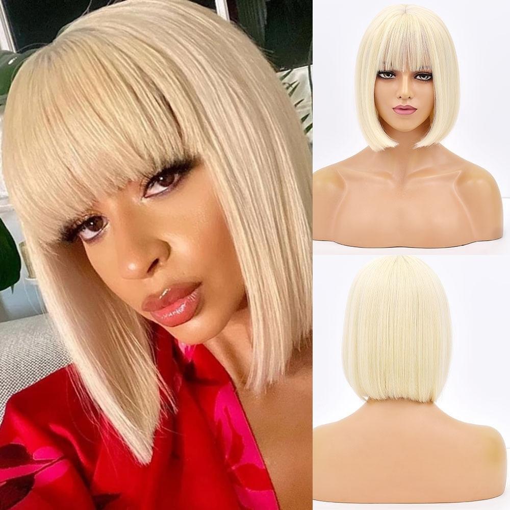 Short Bob Lace Front Wig with Bangs - Anellace Short Bob Lace Front Wig with Bangs - Anellace
