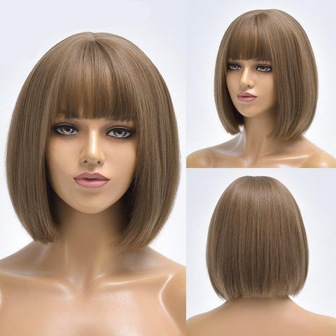 Short Bob Lace Front Wig with Bangs - Anellace Short Bob Lace Front Wig with Bangs - Anellace