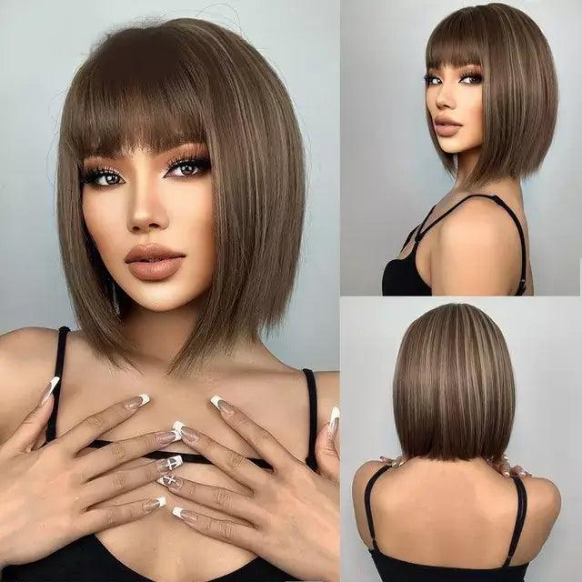 Short Bob Lace Front Wig with Bangs - Anellace Short Bob Lace Front Wig with Bangs - Anellace