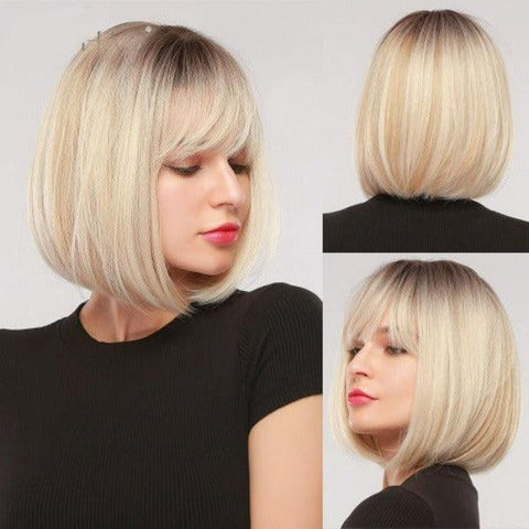 Short Bob Lace Front Wig with Bangs - Anellace Short Bob Lace Front Wig with Bangs - Anellace
