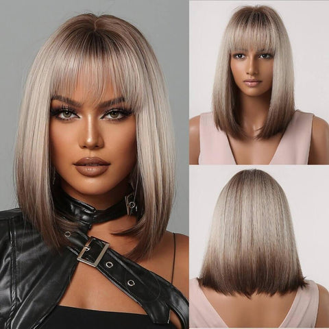 Short Bob Lace Front Wig with Bangs - Anellace Short Bob Lace Front Wig with Bangs - Anellace