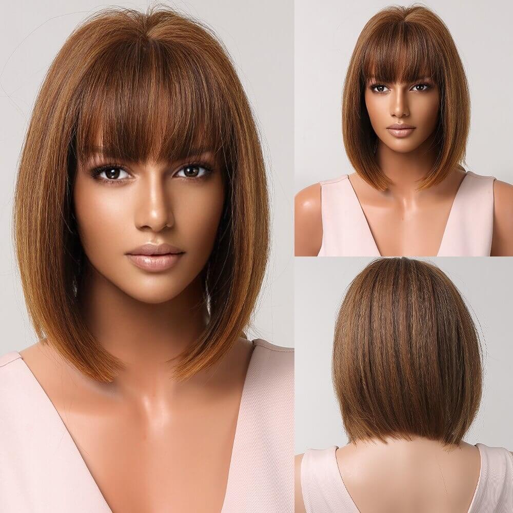 Short Bob Lace Front Wig with Bangs - Anellace Short Bob Lace Front Wig with Bangs - Anellace