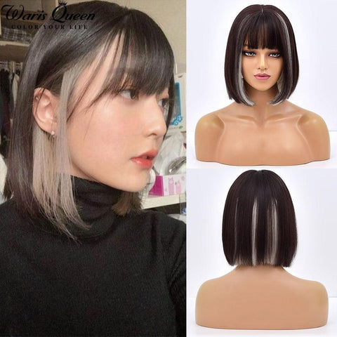 Short Bob Lace Front Wig with Bangs - Anellace Short Bob Lace Front Wig with Bangs - Anellace