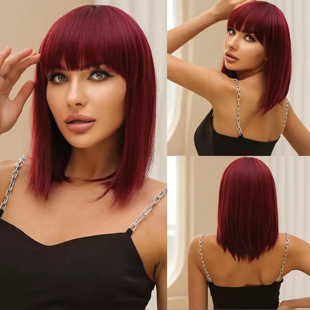 Short Bob Lace Front Wig with Bangs - Anellace Short Bob Lace Front Wig with Bangs - Anellace
