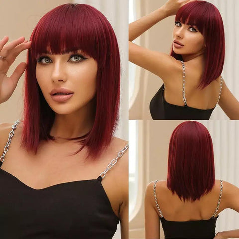 Short Bob Lace Front Wig with Bangs - Anellace Short Bob Lace Front Wig with Bangs - Anellace