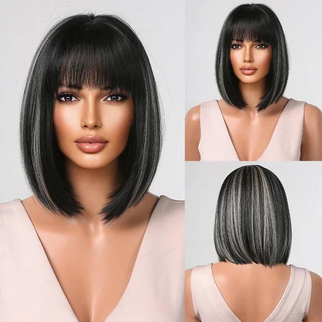 Short Bob Lace Front Wig with Bangs - Anellace Short Bob Lace Front Wig with Bangs - Anellace