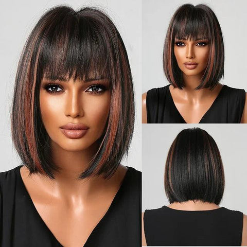 Short Bob Lace Front Wig with Bangs - Anellace Short Bob Lace Front Wig with Bangs - Anellace