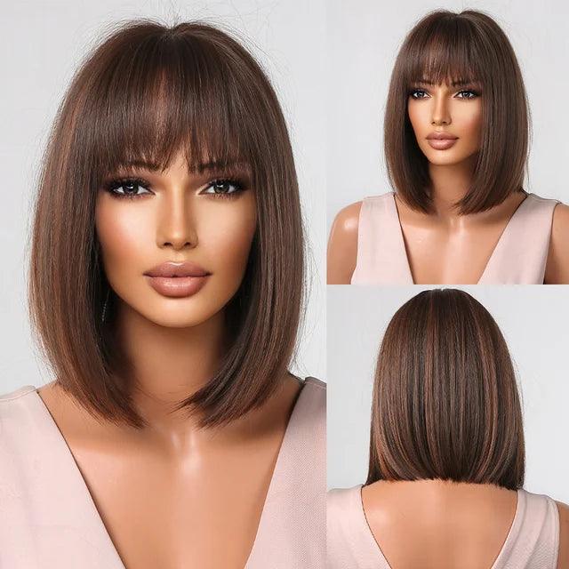 Short Bob Lace Front Wig with Bangs - Anellace Short Bob Lace Front Wig with Bangs - Anellace