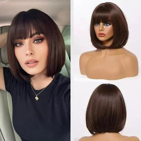 Short Bob Lace Front Wig with Bangs - Anellace Short Bob Lace Front Wig with Bangs - Anellace