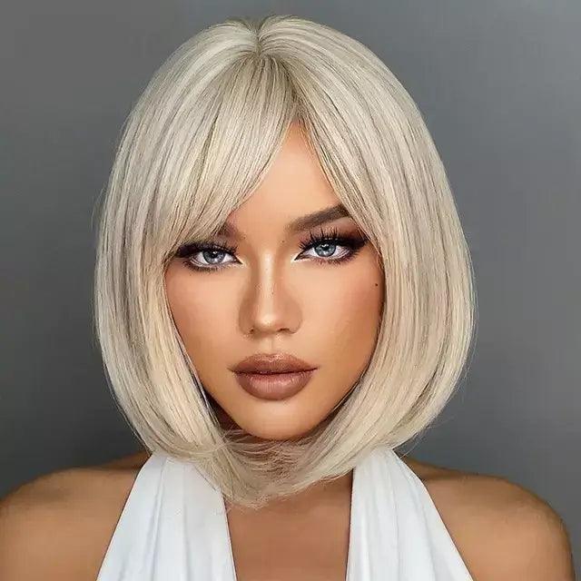 Short Bob Lace Front Wig with Bangs - Anellace Short Bob Lace Front Wig with Bangs - Anellace