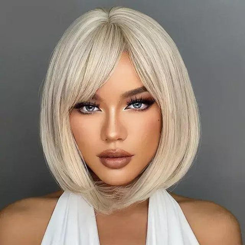 Short Bob Lace Front Wig with Bangs - Anellace Short Bob Lace Front Wig with Bangs - Anellace