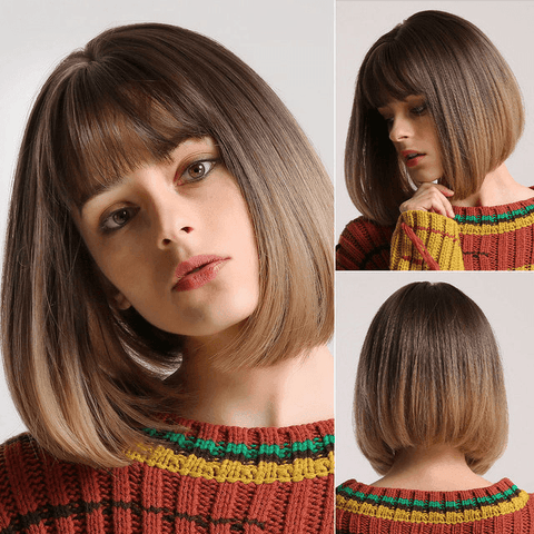 Short Bob Lace Front Wig with Bangs - Anellace Short Bob Lace Front Wig with Bangs - Anellace