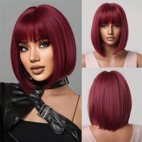 Short Bob Lace Front Wig with Bangs - Anellace Short Bob Lace Front Wig with Bangs - Anellace