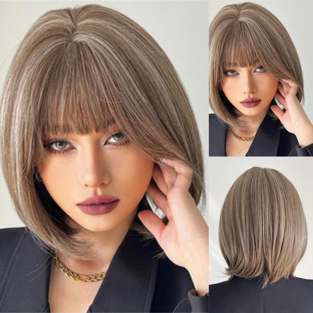 Short Bob Lace Front Wig with Bangs - Anellace Short Bob Lace Front Wig with Bangs - Anellace