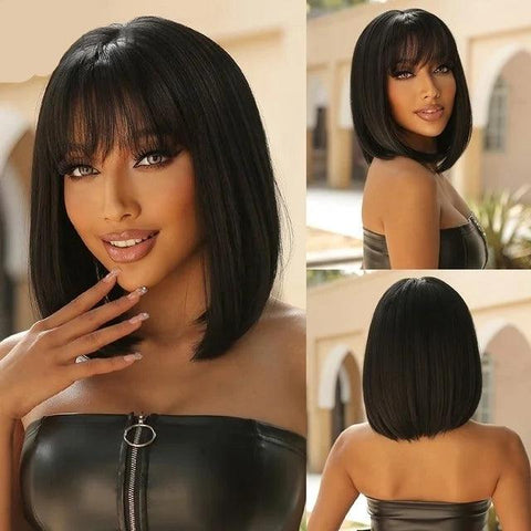 Short Bob Lace Front Wig with Bangs - Anellace Short Bob Lace Front Wig with Bangs - Anellace