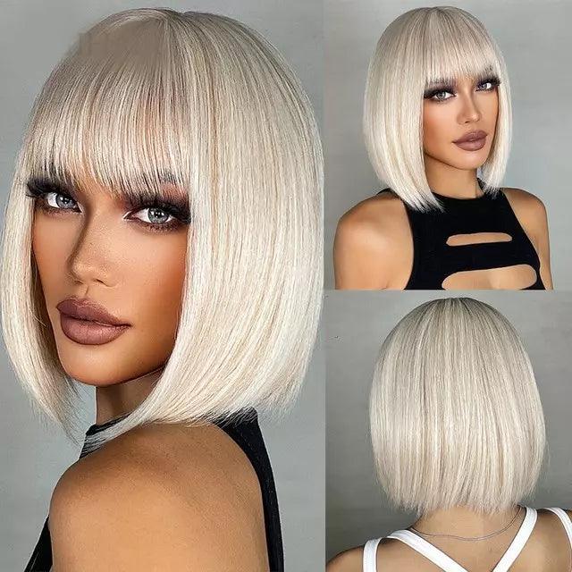 Short Bob Lace Front Wig with Bangs - Anellace Short Bob Lace Front Wig with Bangs - Anellace