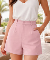 Comprar shorts alfaiataria feminino cintura alta elástico curto modelagem solta elegante barato ZARA