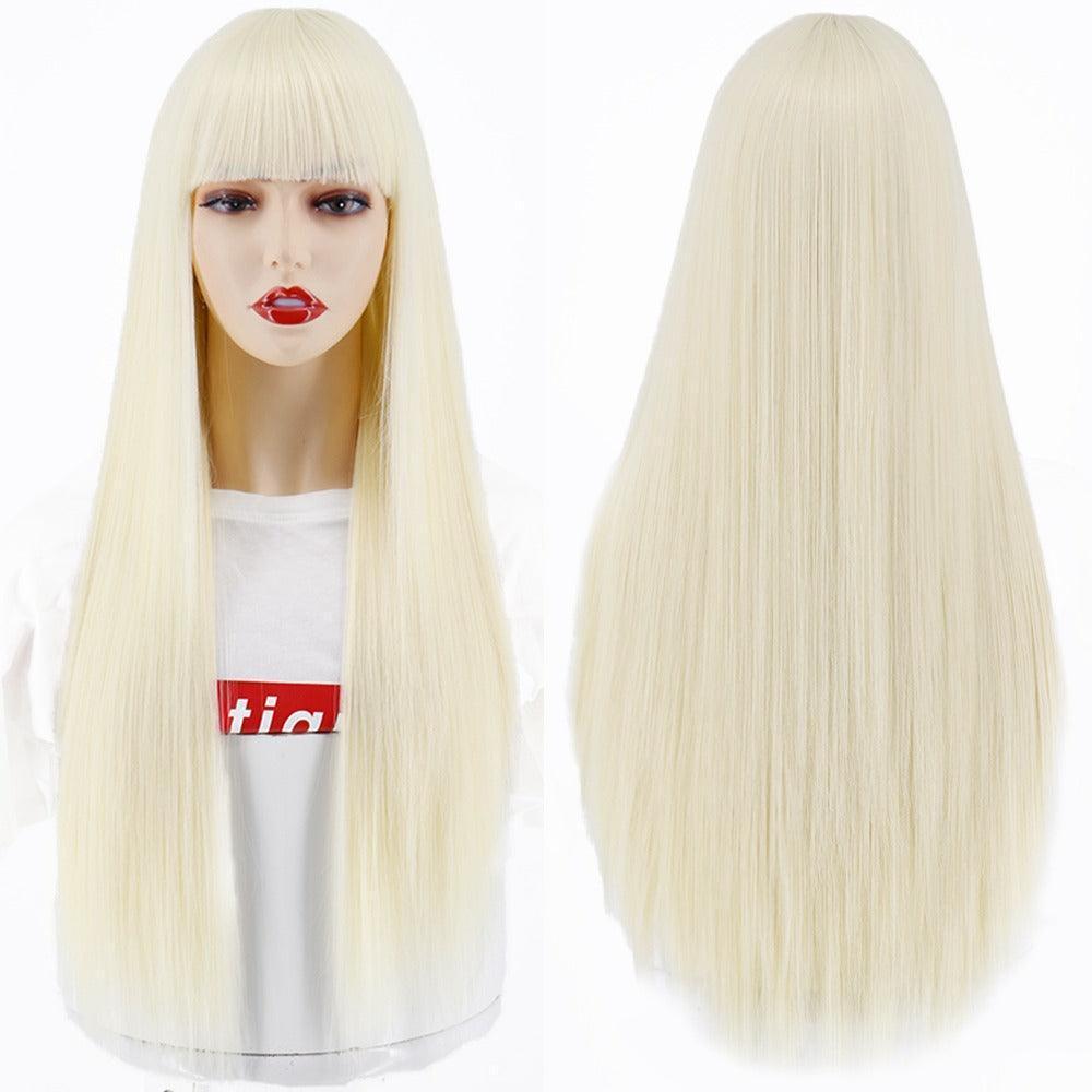 Straight Human Hair Lace Wig with Bangs - Anellace Straight Human Hair Lace Wig with Bangs - Anellace