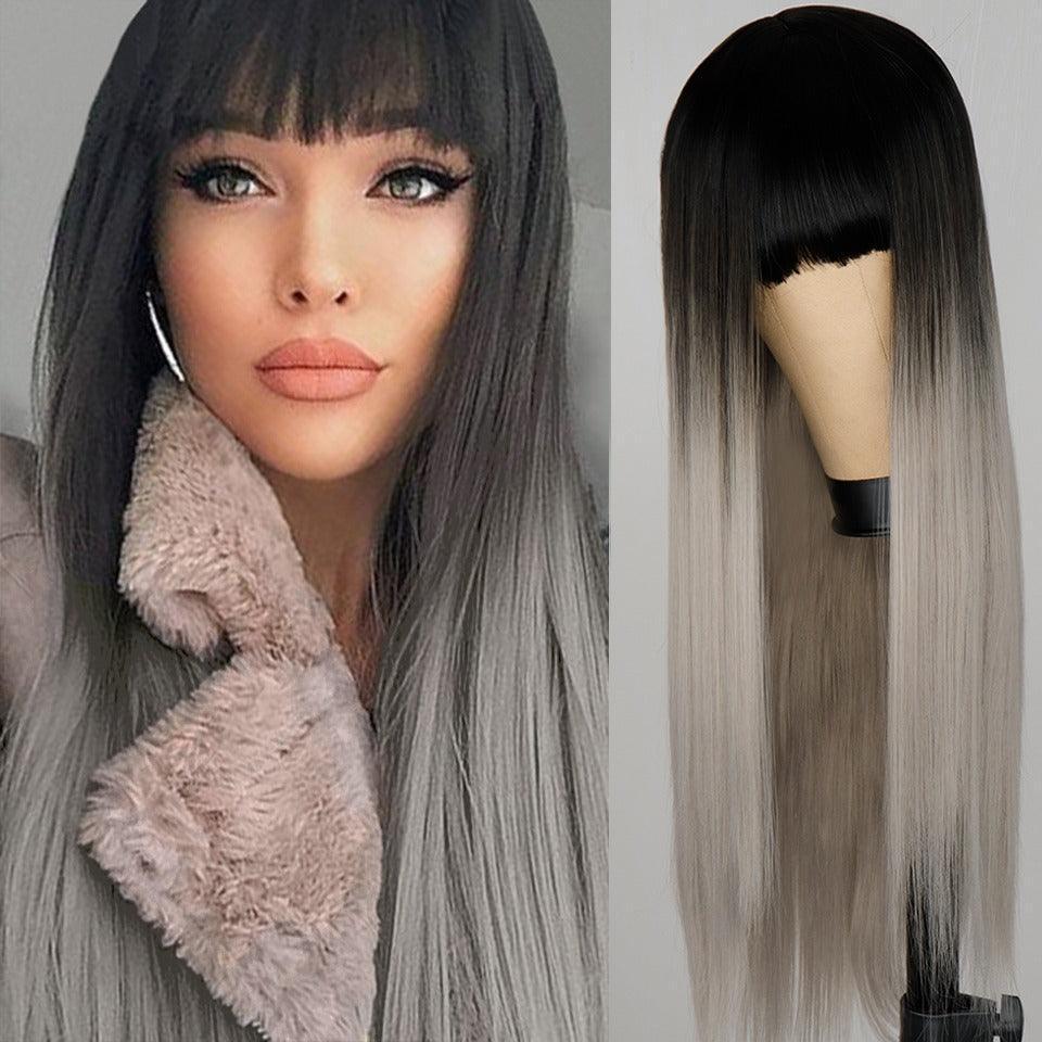 Straight Human Hair Lace Wig with Bangs - Anellace Straight Human Hair Lace Wig with Bangs - Anellace