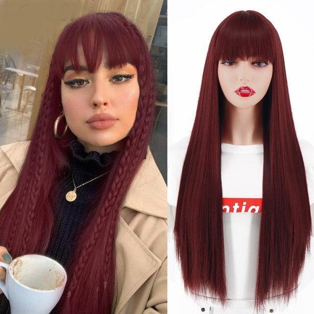 Straight Human Hair Lace Wig with Bangs - Anellace Straight Human Hair Lace Wig with Bangs - Anellace