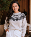Women's Fair Isle Oversized Sweater in Oatmeal, front view