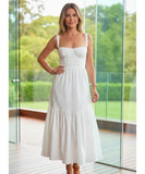 Comprar vestido branco midi feminino laise poá alças largas elegante verão casamento civil barato em promoção ZARA