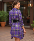 Comprar vestido country festa junina curto com faixa na cintura e saia assimétrica em flanela barato ANELLIMN