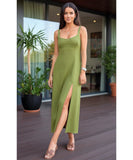 Comprar vestido feminino midi linho alças ajustáveis decote coração elegante festa social barato promoção