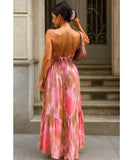 Comprar Vestido Longo Boho Elegante para Casamento de Dia Indiano em promoção Rosa - Anellimn