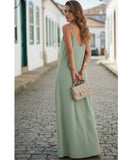 Comprar vestido longo chemise feminino com alças finas decote V elegante para festa verão barato promoção ZARA