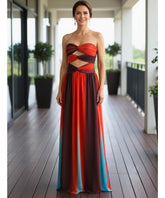 Comprar vestido longo elegante colorido listrado feminino festa casamento formatura barato promoção ZARA