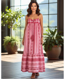 Comprar vestido longo estampado étnico boho alças finas crochê feminino barato promoção ZARA