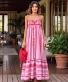 Comprar vestido longo estampado étnico boho alças finas crochê feminino barato promoção ZARA
